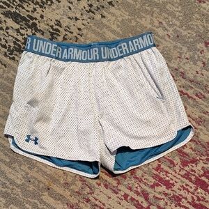 Under Armour White and Blue Athletic Shorts